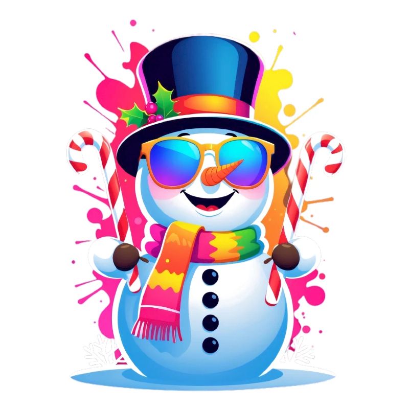 Neon snowman in winter magic