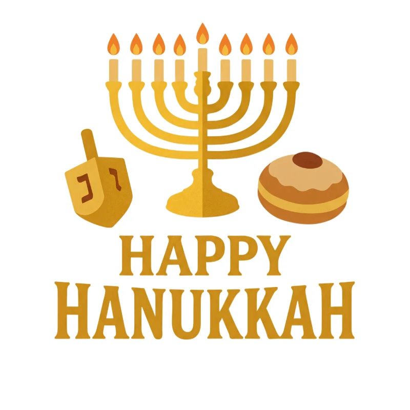 Menorah d’or : Joyeux Hanoukka