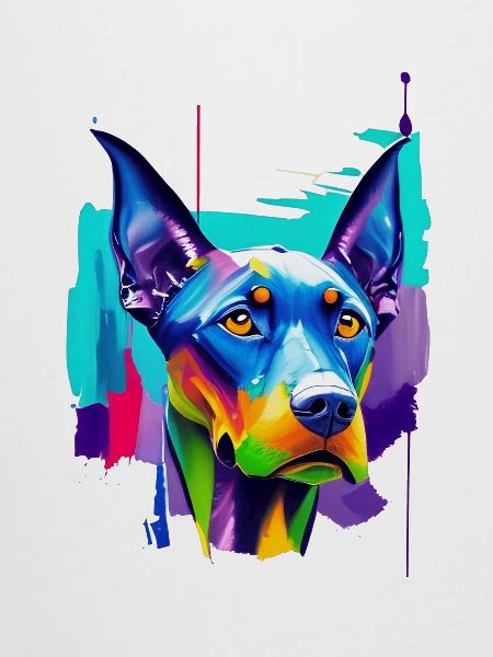 Buntes Dobermann-Pinscher Pop-Art-Porträt