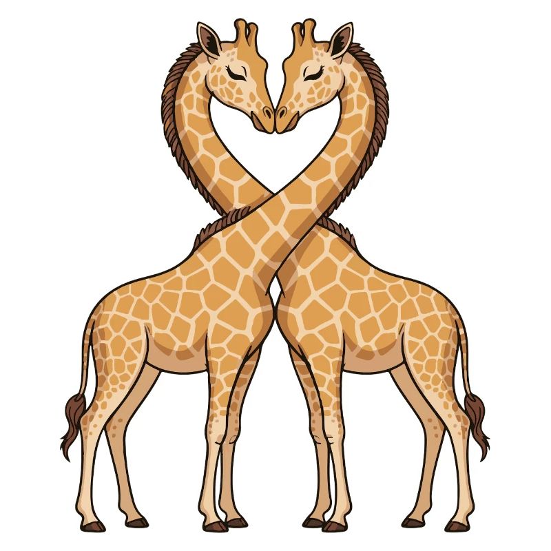Heart-shaped giraffe duo