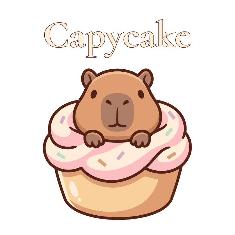 Capybara capybara dans un motif sucré de cupcake