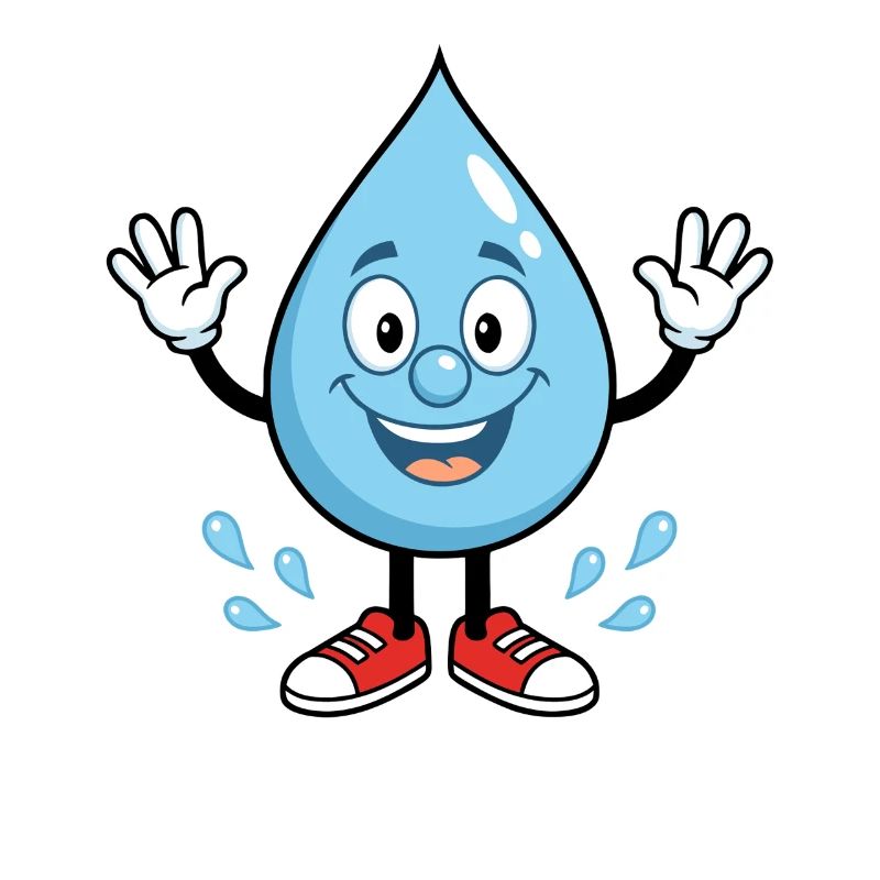 Fröhlicher Wassertropfen mit Sneakers