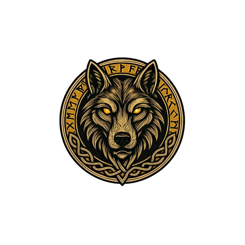 Wolf medallion with rune ring