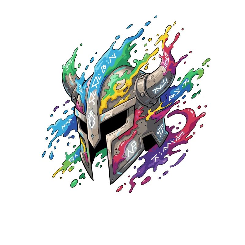 Rune Helmet in Rainbow Fire
