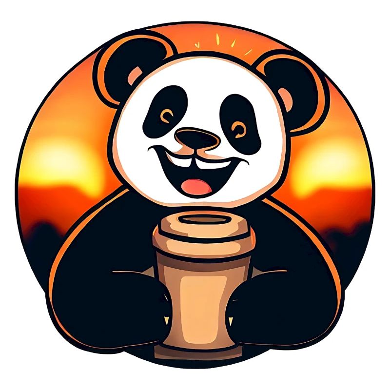 Panda panda bear drinks coffee