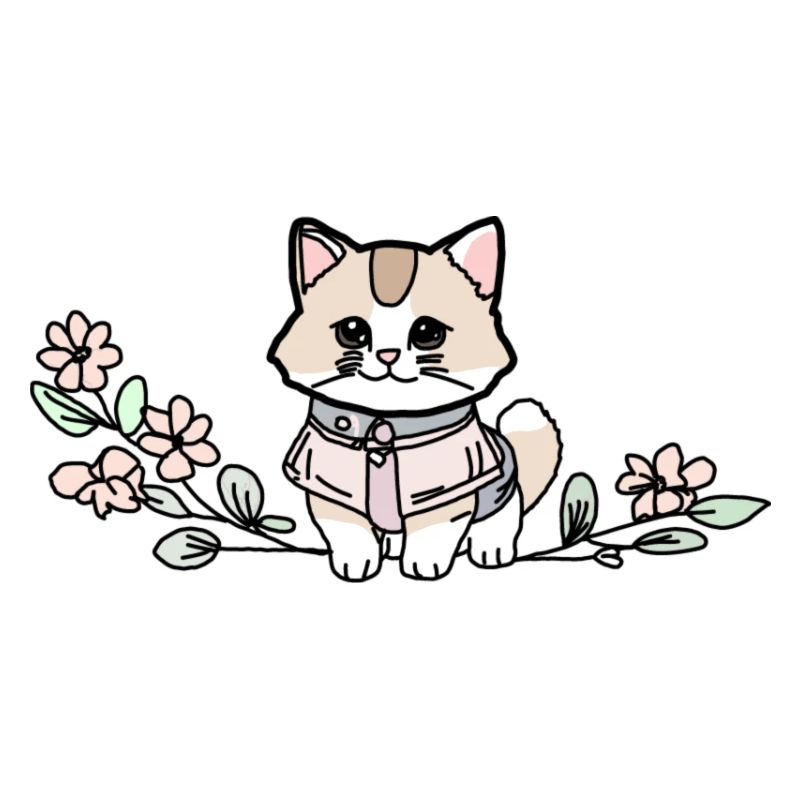 Katze auf Blumenast