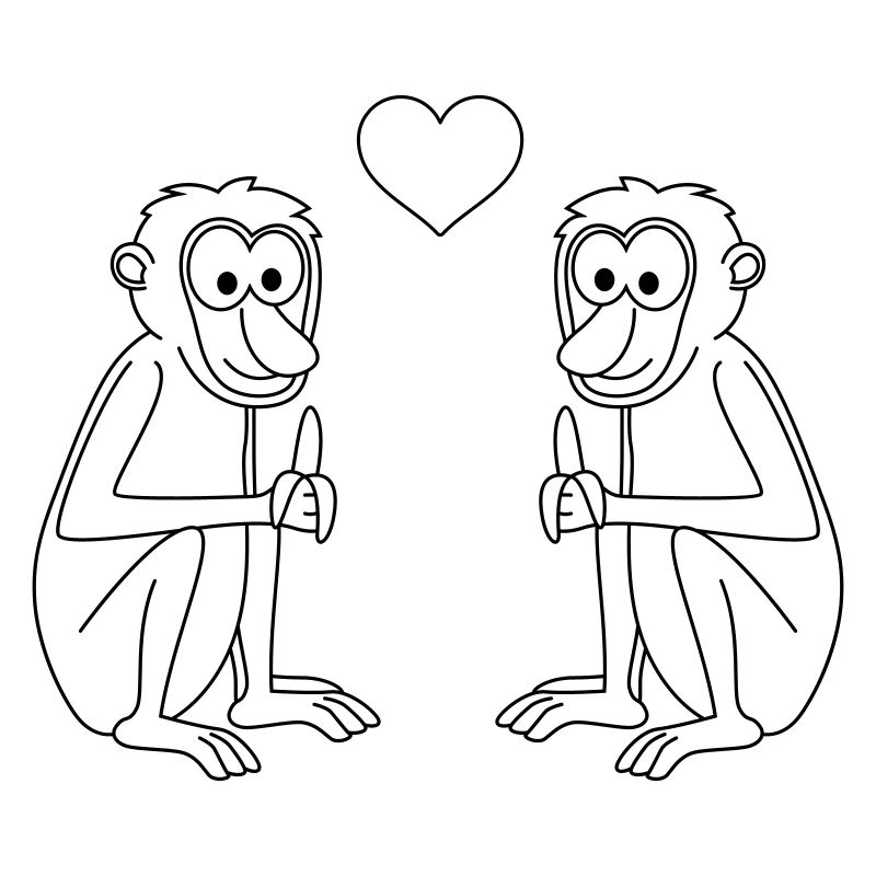 Affe comic Paar liebe