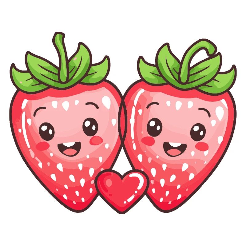Erdbeeren Paar Liebe Herz Comic