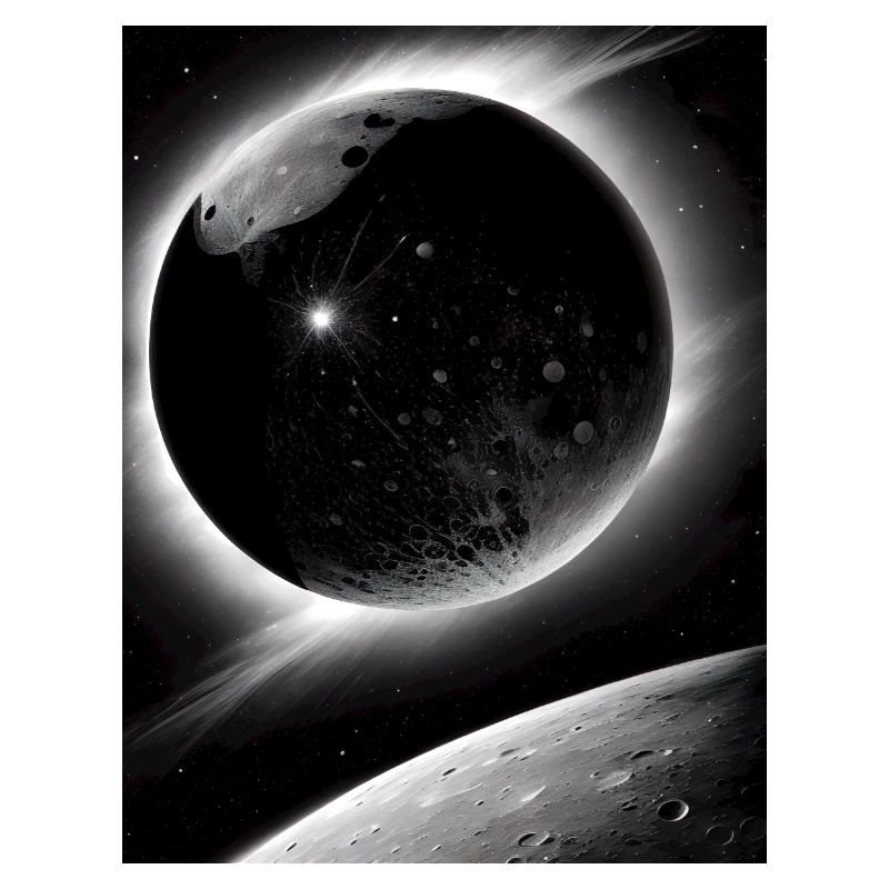Dark Planet and Moon Solar System Galaxy Star