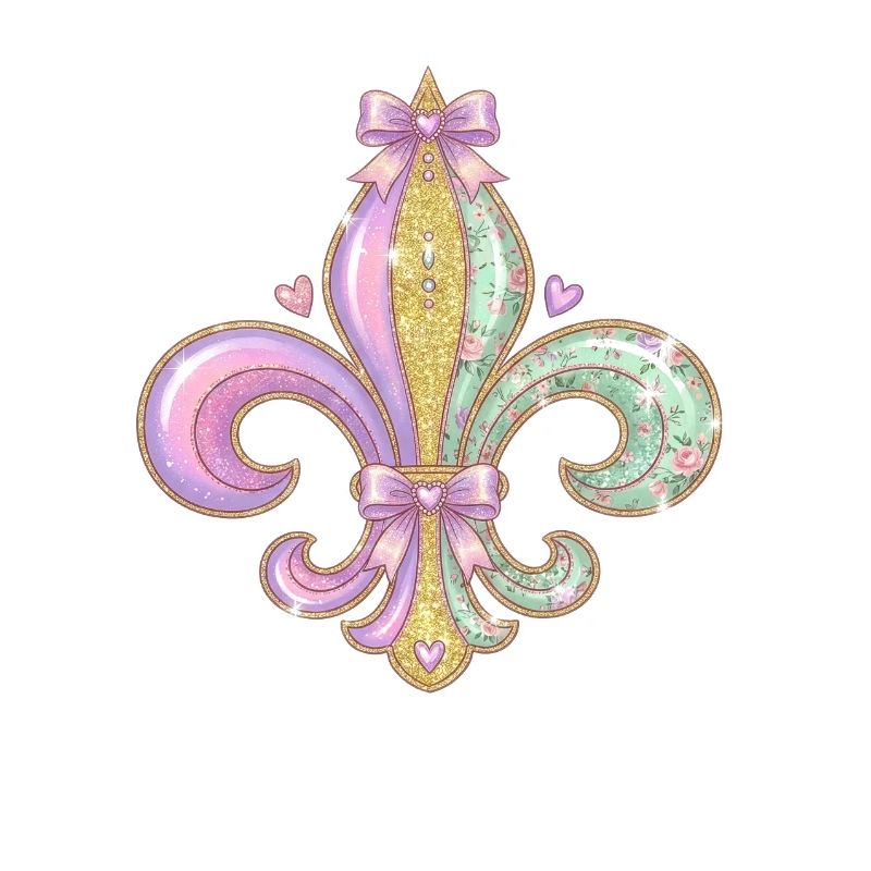 Pastel Glitter Fleurdelis
