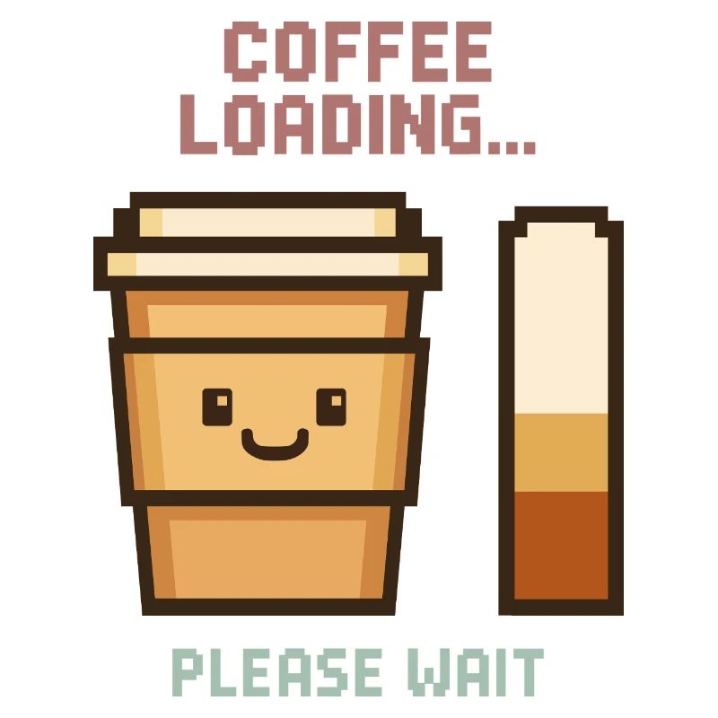 Coffee Loading Pixel Art - Morgenstart mit Charme