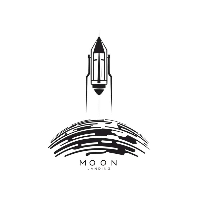 Moon landing: Rocket flight over lunar surface