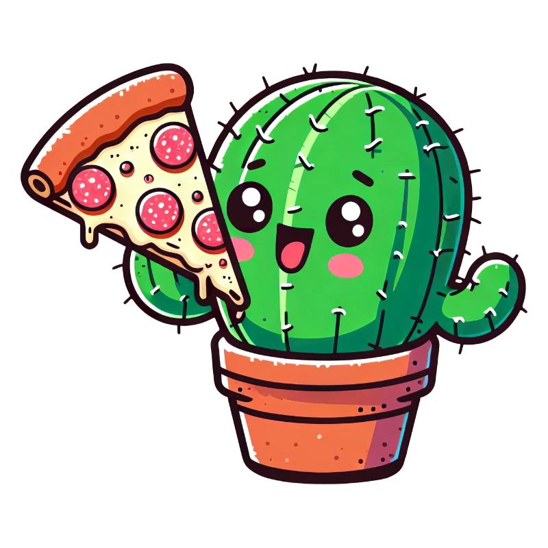 Bande dessinée mignonne Cactus Pizza