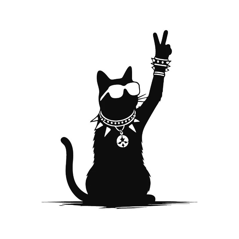 Chat à bascule avec signe de victoire