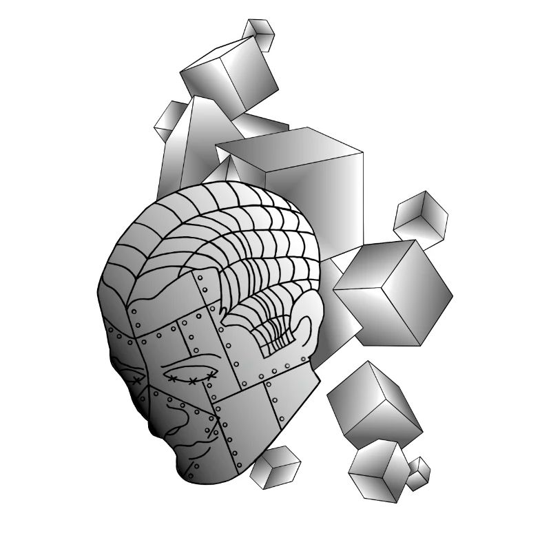 Robot avec cube gris clair