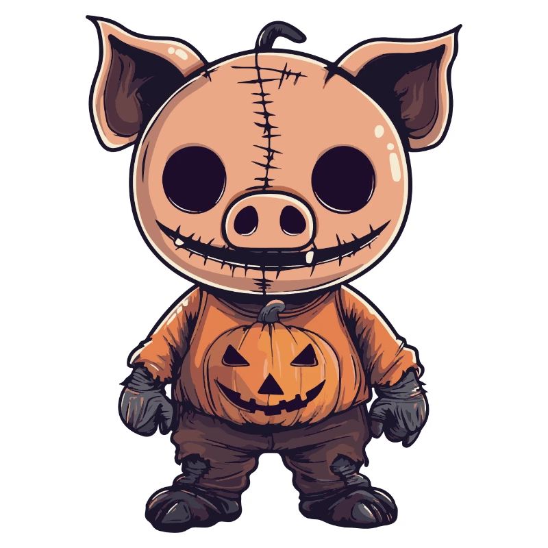 Pig Halloween Comic Funny