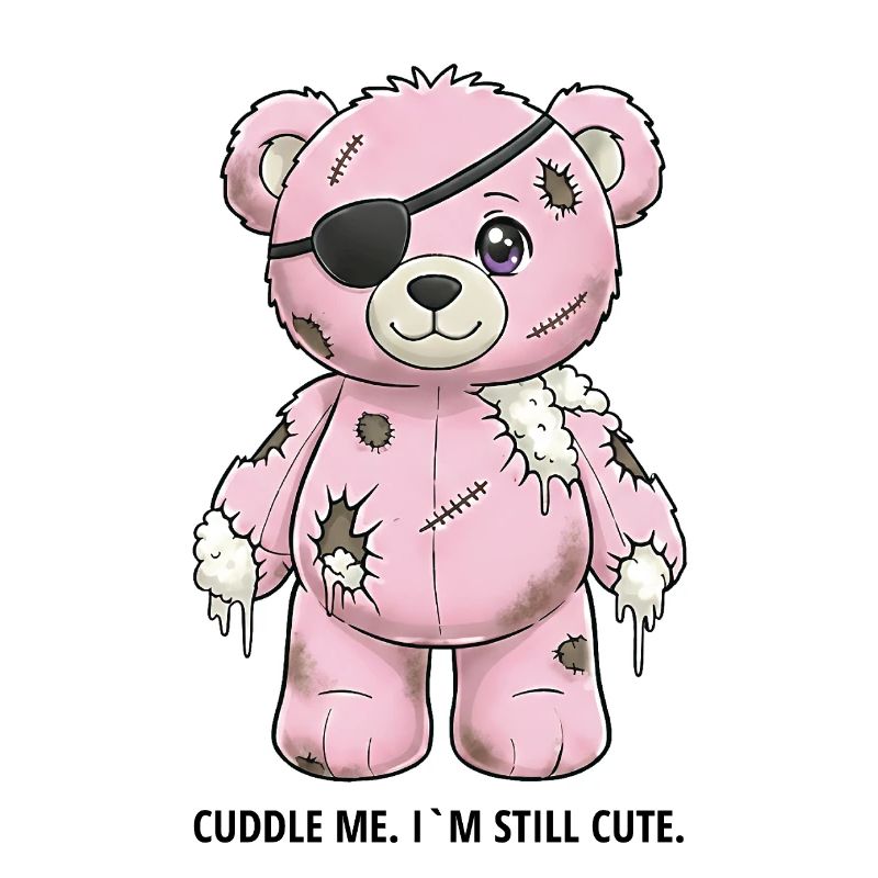 Patchwork Pink Teddy Bear with Eye Patch