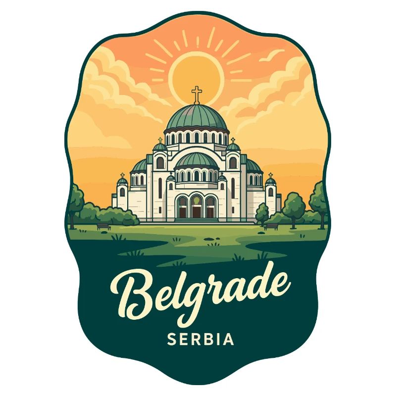 Belgrader Saint Sava Retro Sonnenuntergangs-Reiseabzeichen