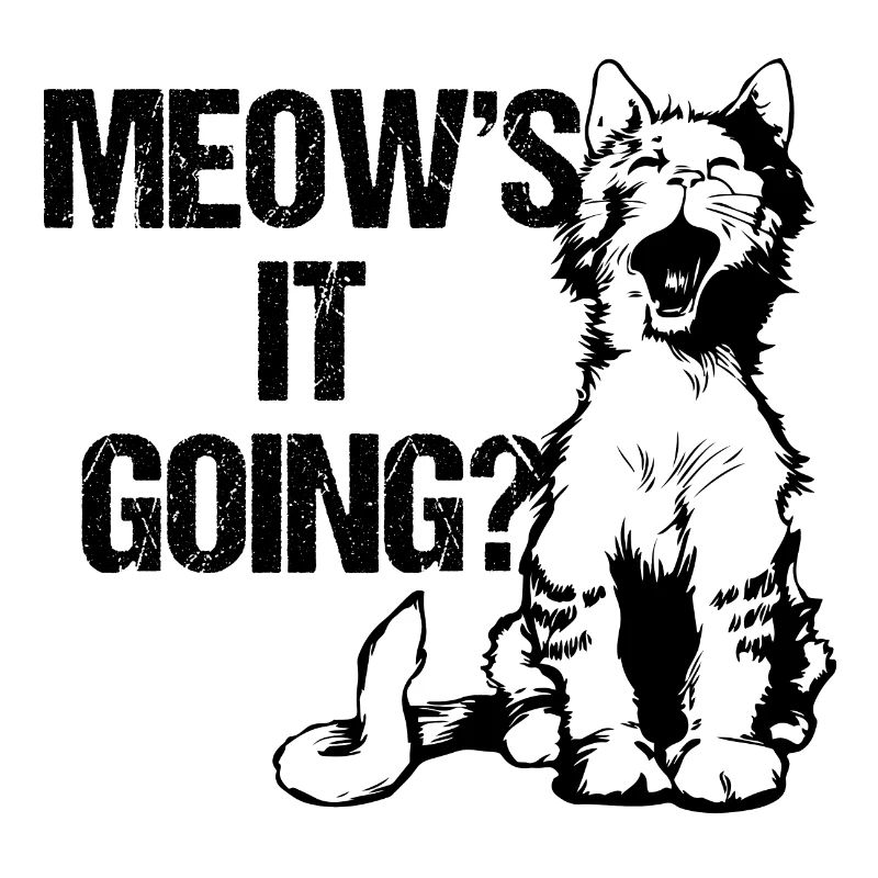 Meow's it going? Sleepy cat with a question.