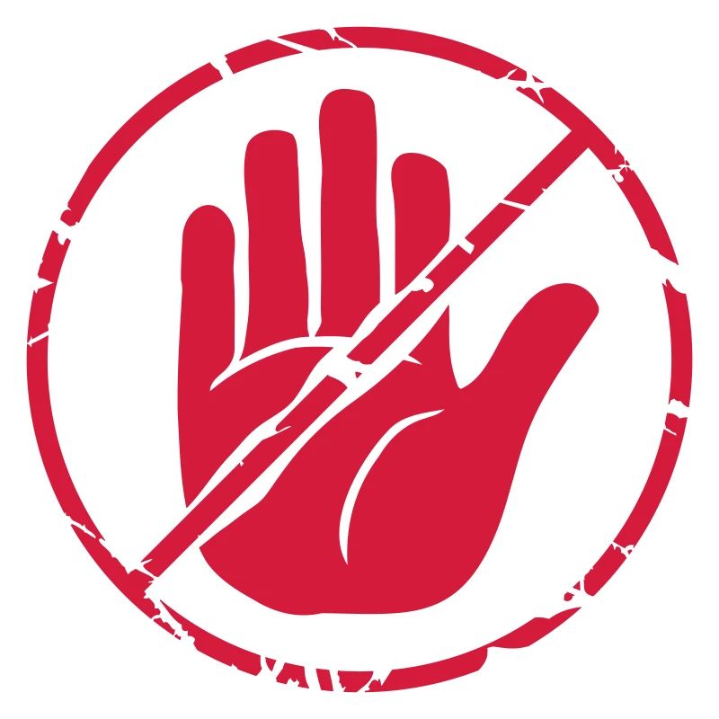 Zeichen Stop Hand durchgestrichen