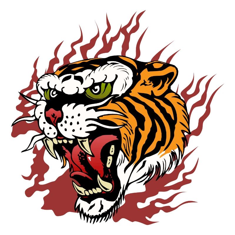 tiger fire flame tattoo tattoo flame roar dessi