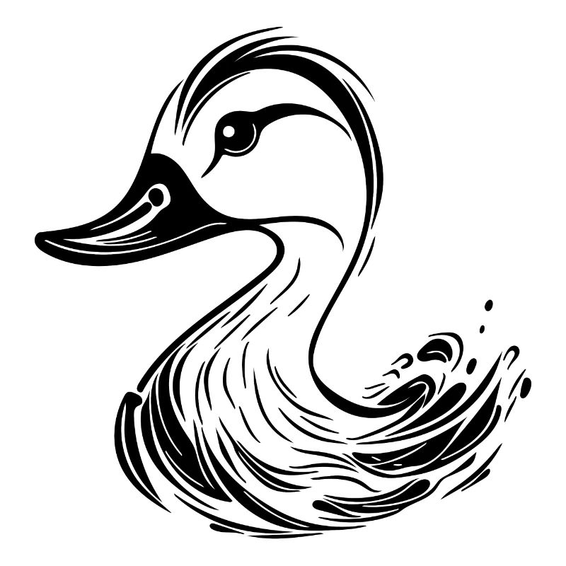 Cute Tattoo Style Duck