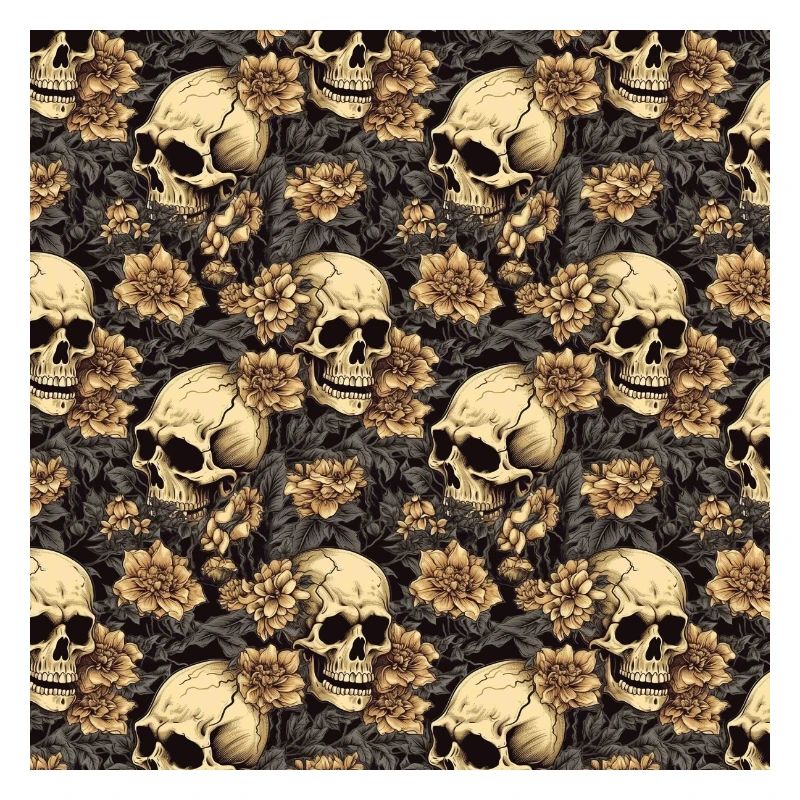 Skulls Seamless Pattern Gothic Dark Halloween