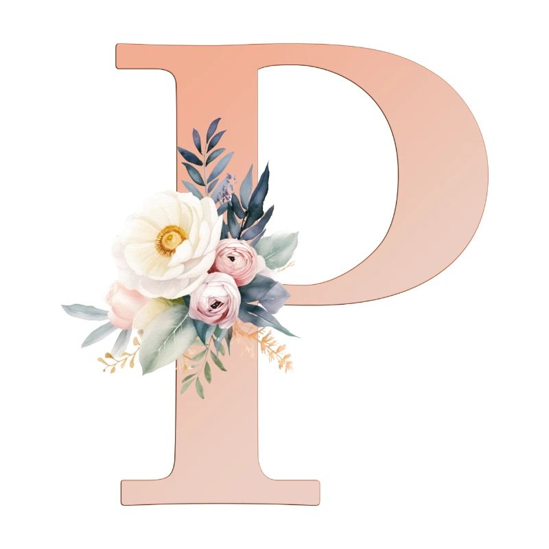 P Monogramm , Floral, Boho