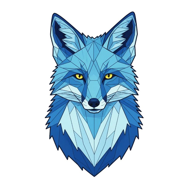 Blue Geometric Wolf Head