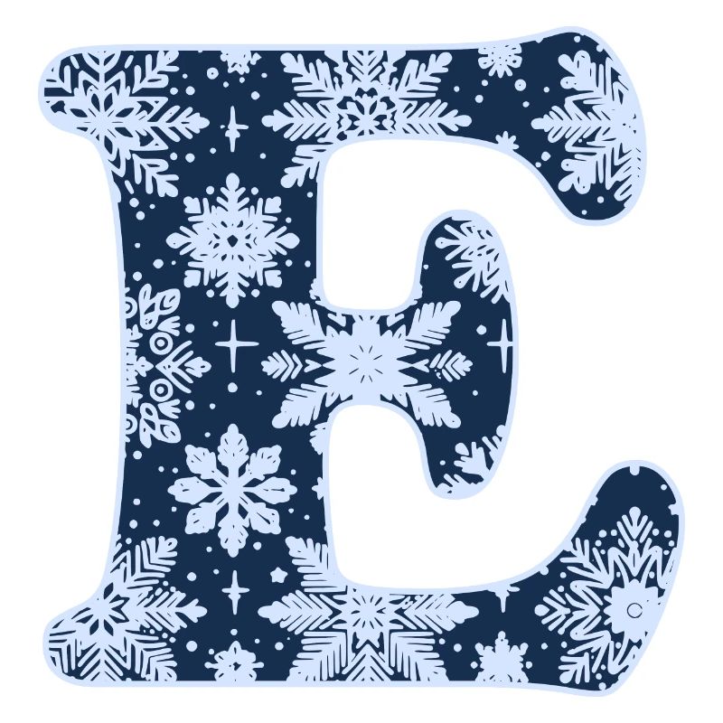 Buchstabe E Schneeflocken