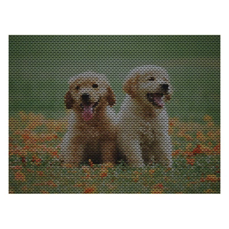 Two Labrador Retriever puppies with triangle pattern