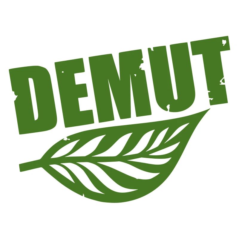 Demut mit Blatt grüne Typografie