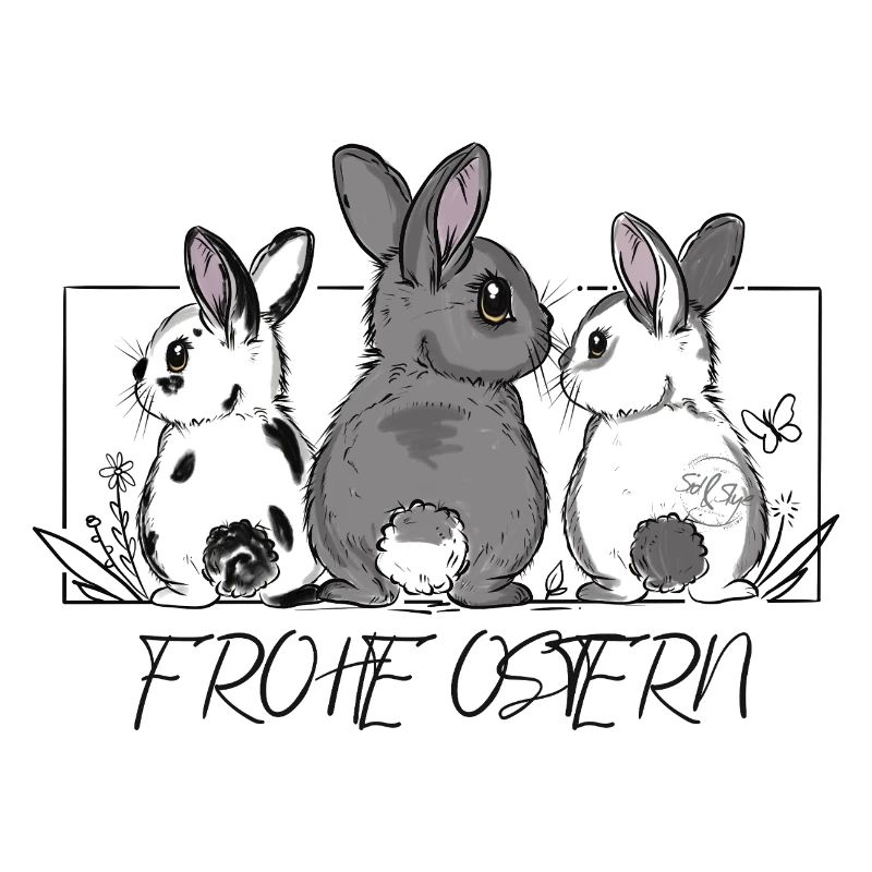 Mignon bunny team avec lettrage Joyeuses Pâques