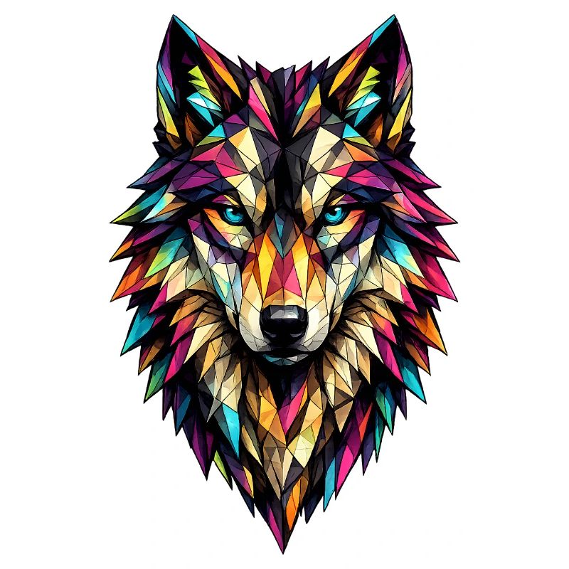 Farbgeometrischer Wolf