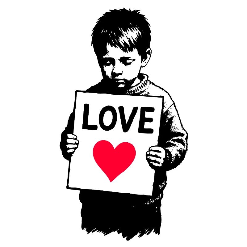 Junge mit LOVE Schild