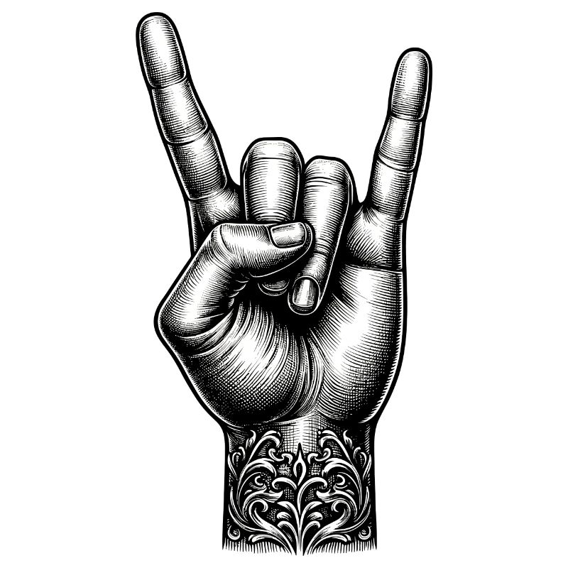 Rock on Hand avec des cornes de diable