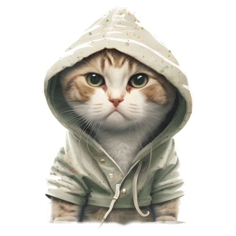 Chat avec sweat à capuche