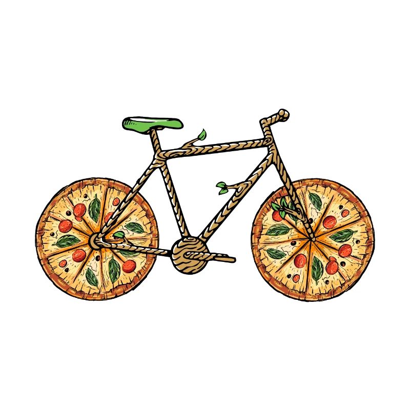 Pizza Pun With Bicycle Art For Pizza Lover Cyclist