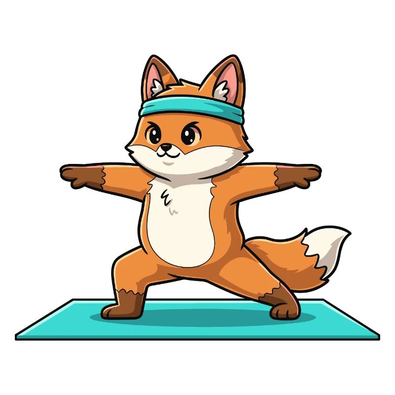 Yoga Fox Animal Doing Warrior Pose Art