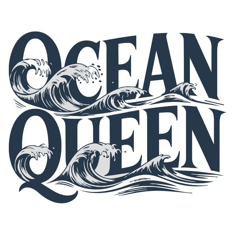 Ocean Queen - Waves Typography Design