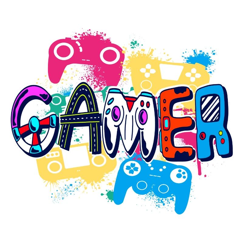 Bunter Gamer Controller Kunststil Poster