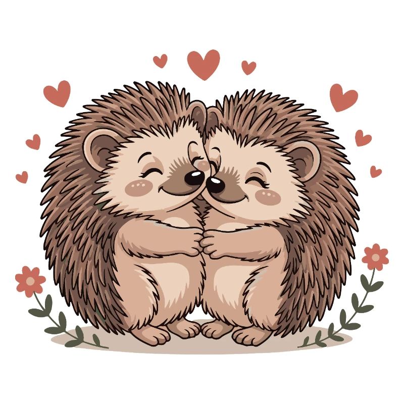 Igel Paar Liebe mit Herzen