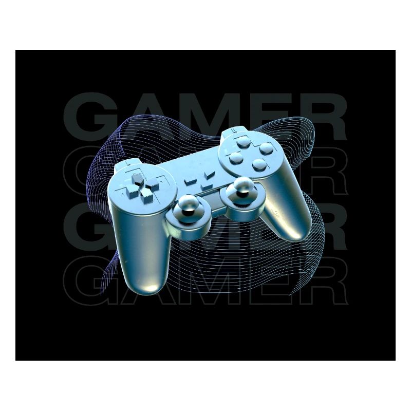 Neonblauer Controller 3D