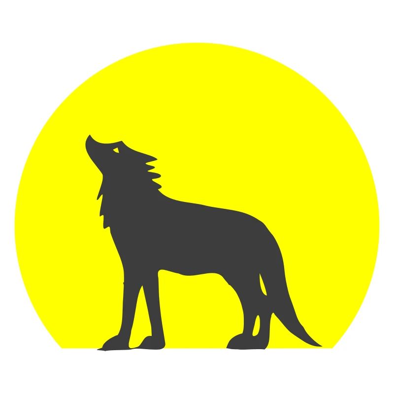 silhouette wolf and moon