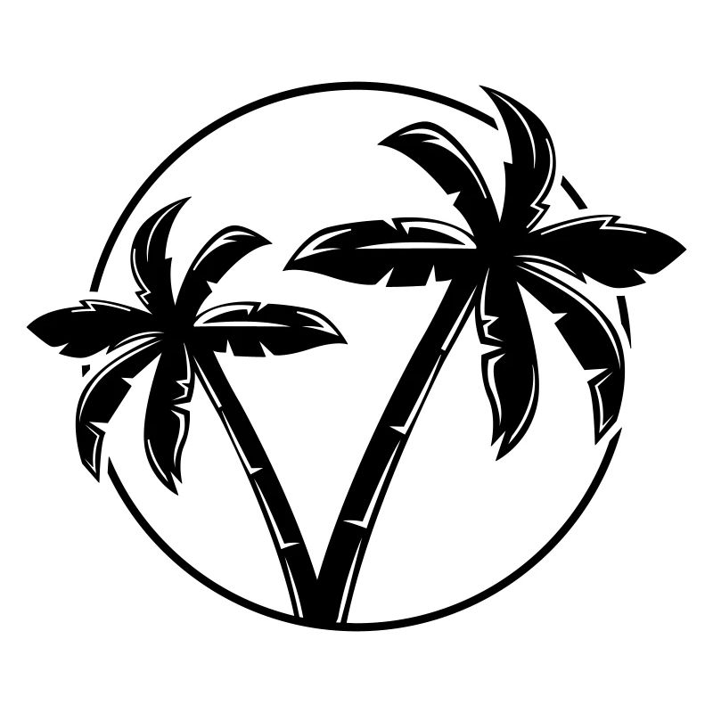 Palm Tree Silhouette Circle