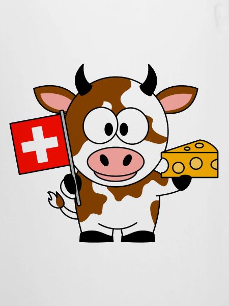 Kuh mit Schweizer Flagge Käse