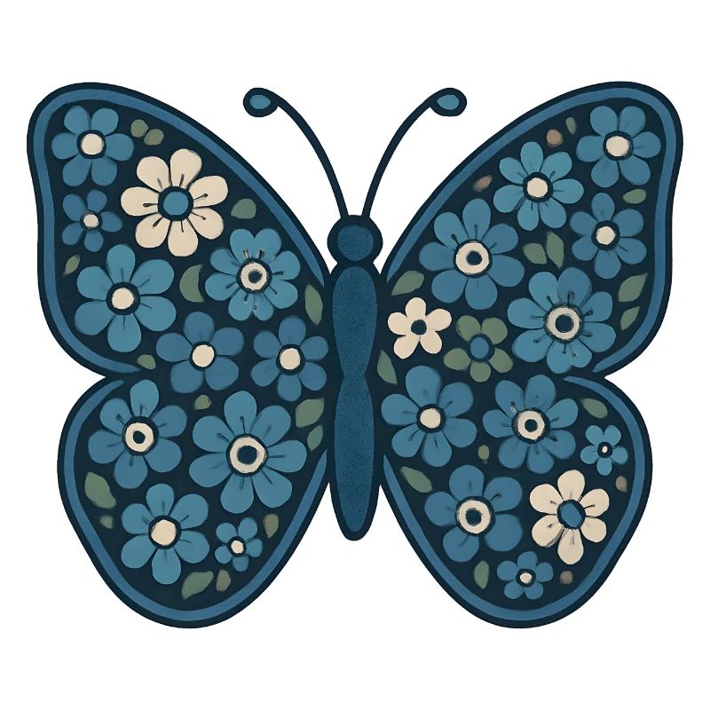 Blauer BlumenSchmetterling Muster