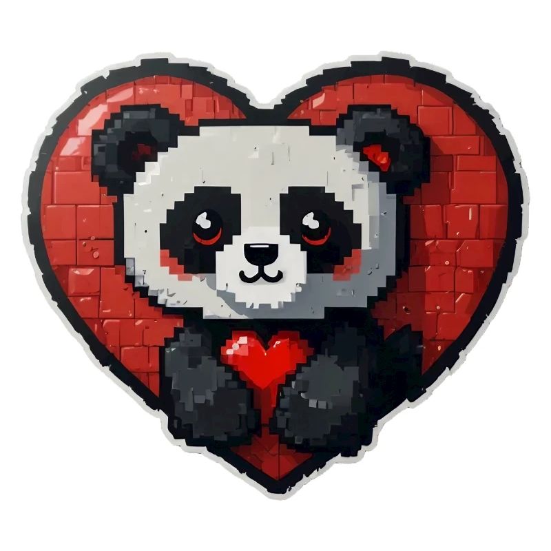 Pixel-Panda mit großem Herz