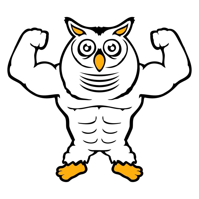 Owl Bodybuilder Muscles Biceps Poses Gym Rat Cool