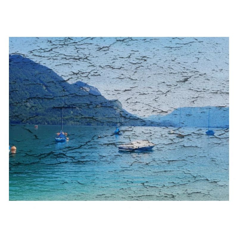 Lake with jumping pattern, patina, on alt